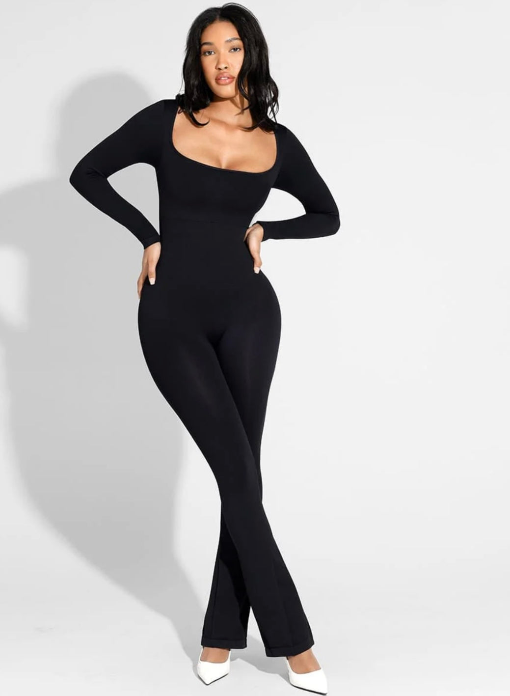 Tummy Control Flared Jumpsuit
